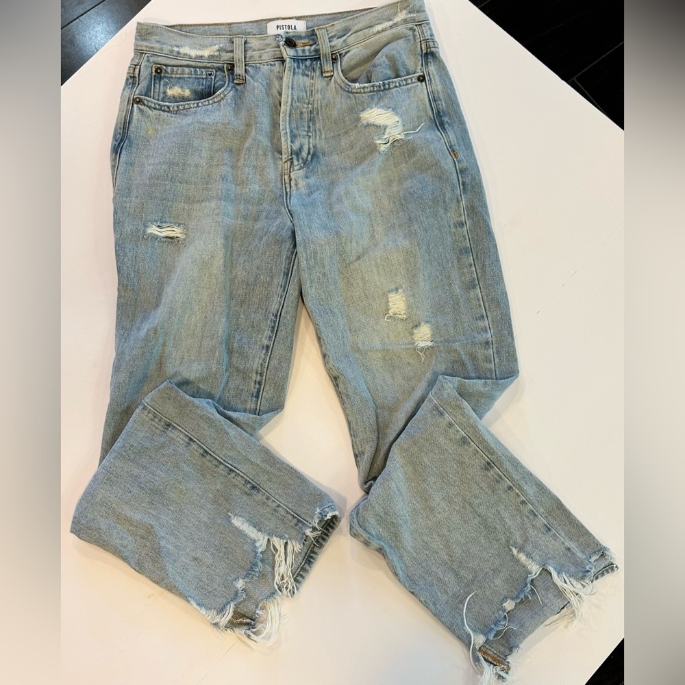 PISTOLA Cassie Distressed High-Rise Straight-Leg Jeans - Picture 5 of 7